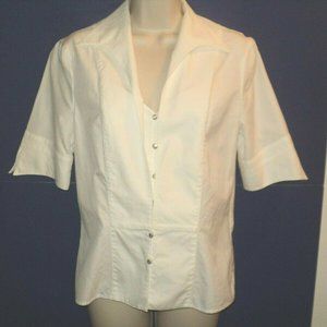 Escada Layered Look Top Size S White Short Sleeves
